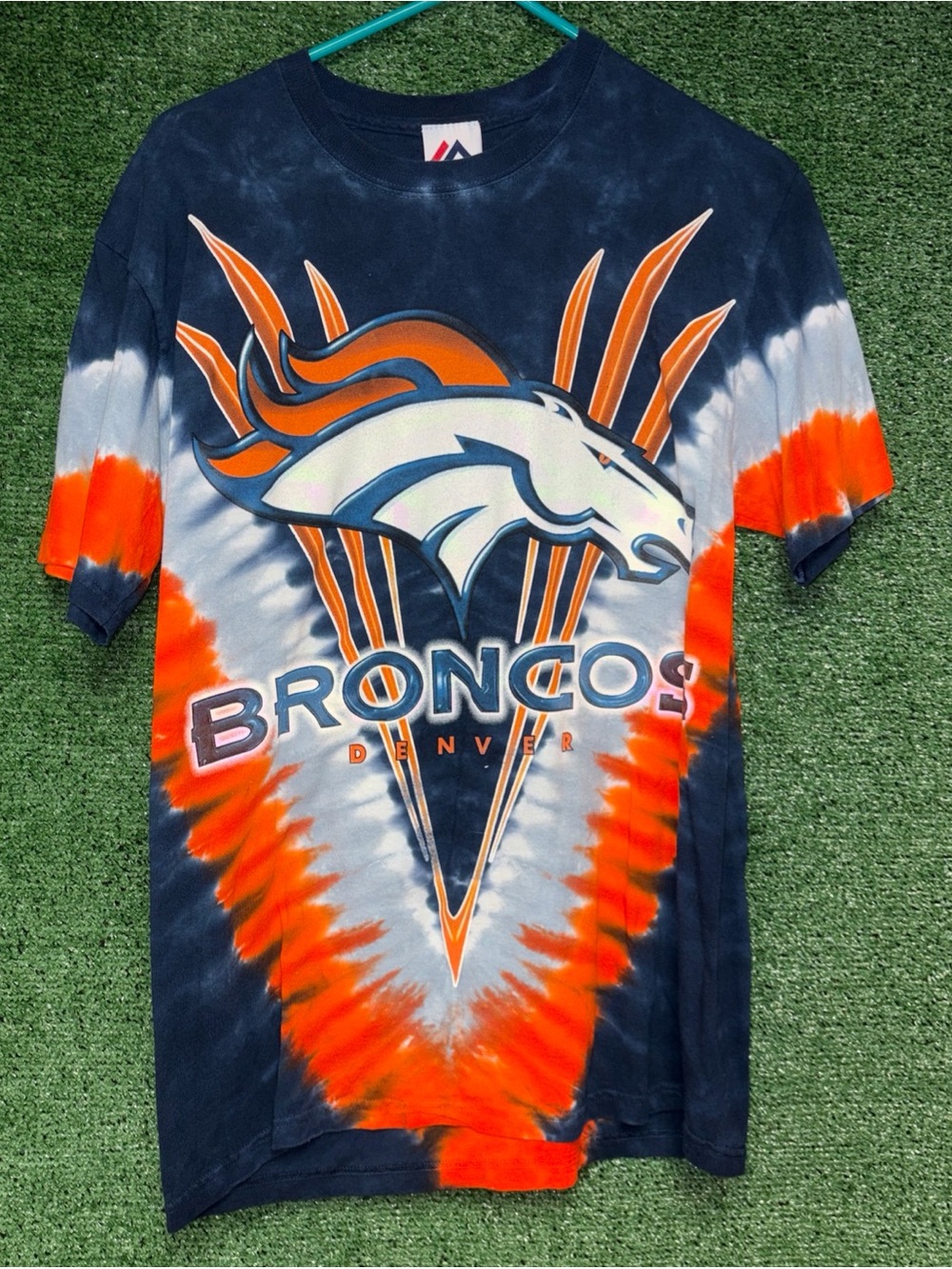 Denver Broncos Vintage Y2K Tie Dye Shirt M Majestic tag NFL